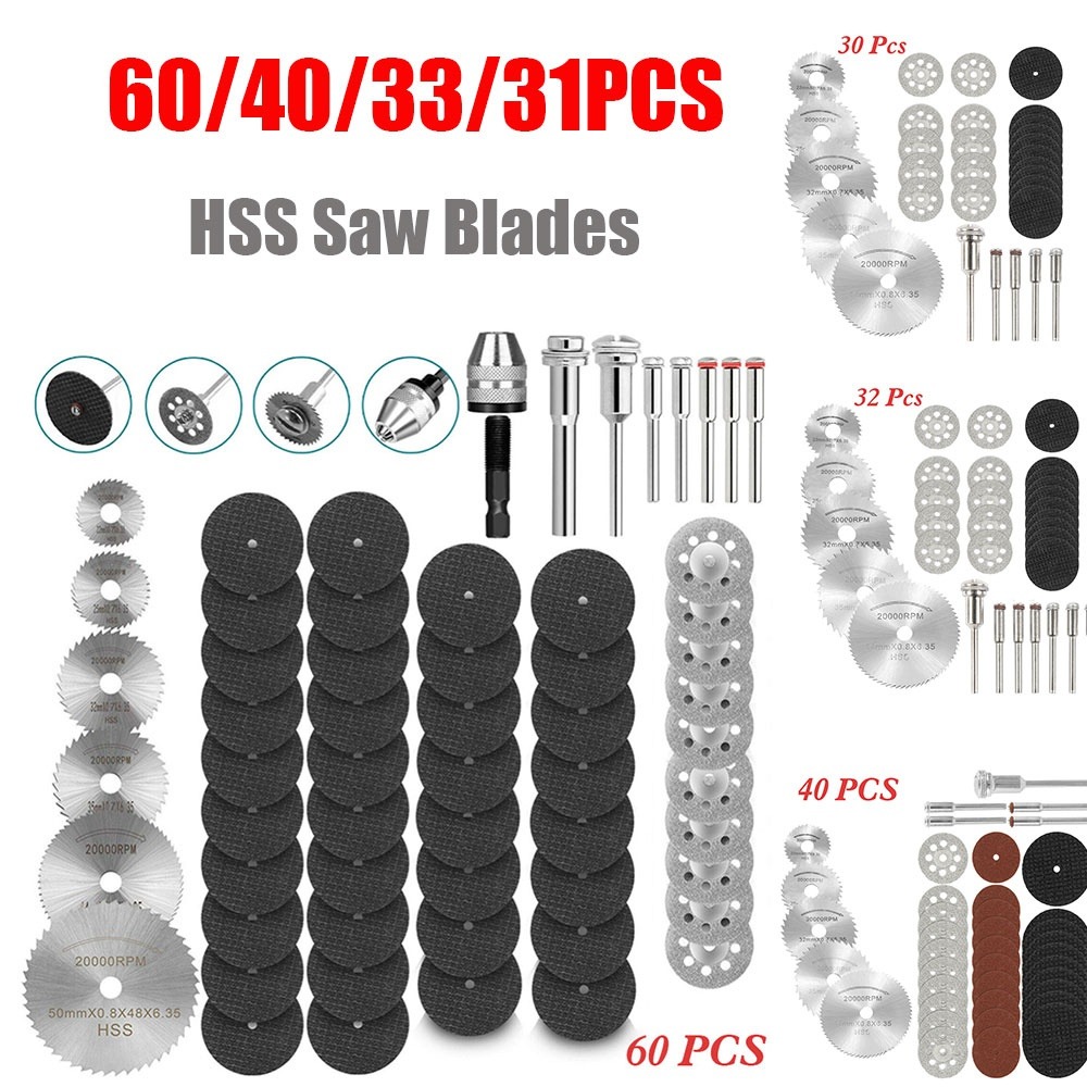 Cordless Rotary Tool Kit Accessories - مجموعة أقراص قطع ماسية 60/40/32/30/12/7/6 قطع،