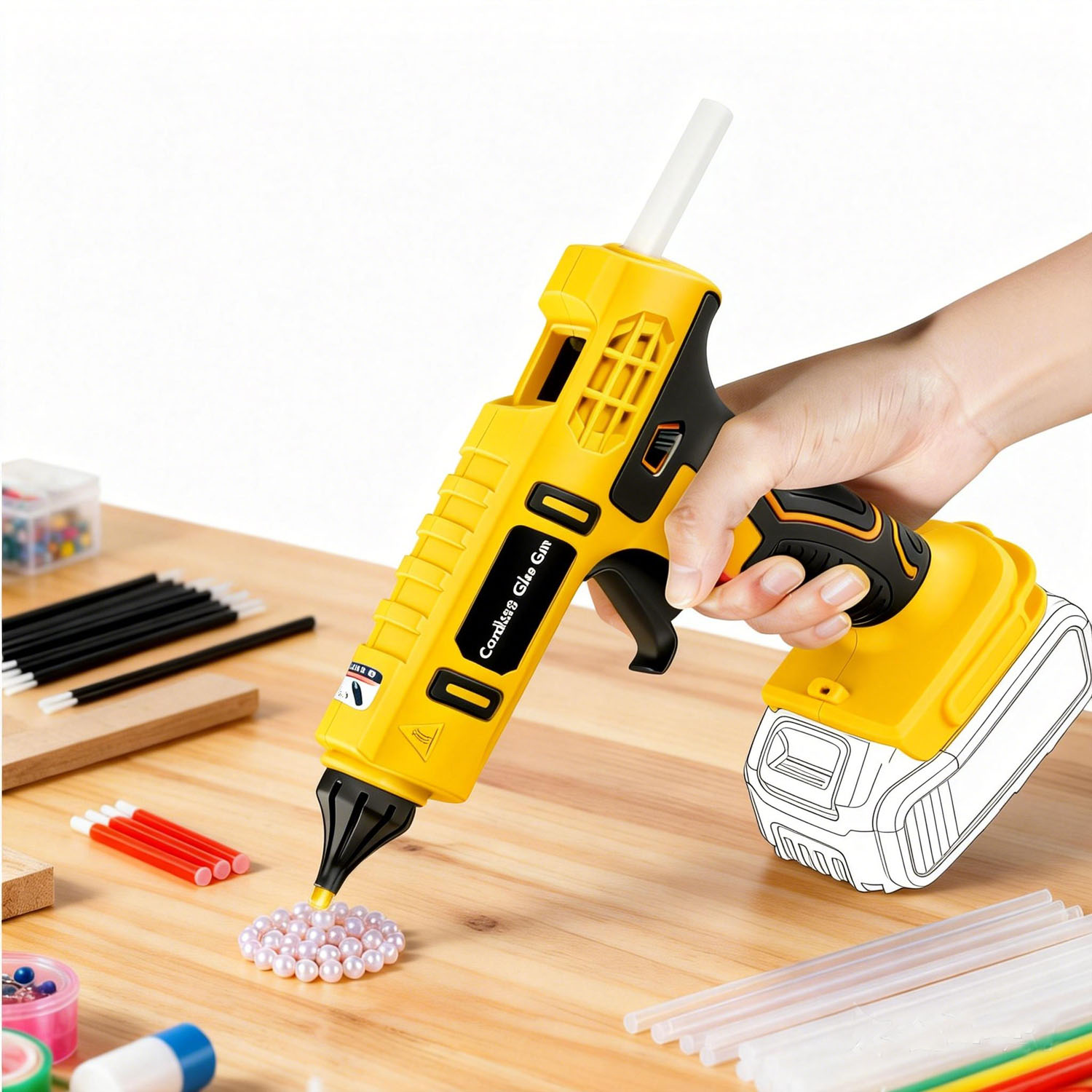 مسدس غراء حراري لاسلكي بقوة 10 - مراجعة Hot Melt Glue Gun Cordless وسعره