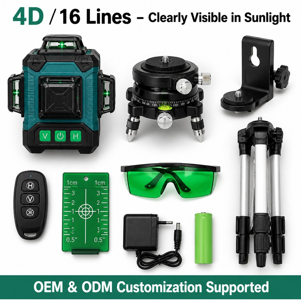 جهاز ليزر أخضر رباعي الأبعاد ب - مراجعة Laser Level 16 Lines 4D Green وسعره
