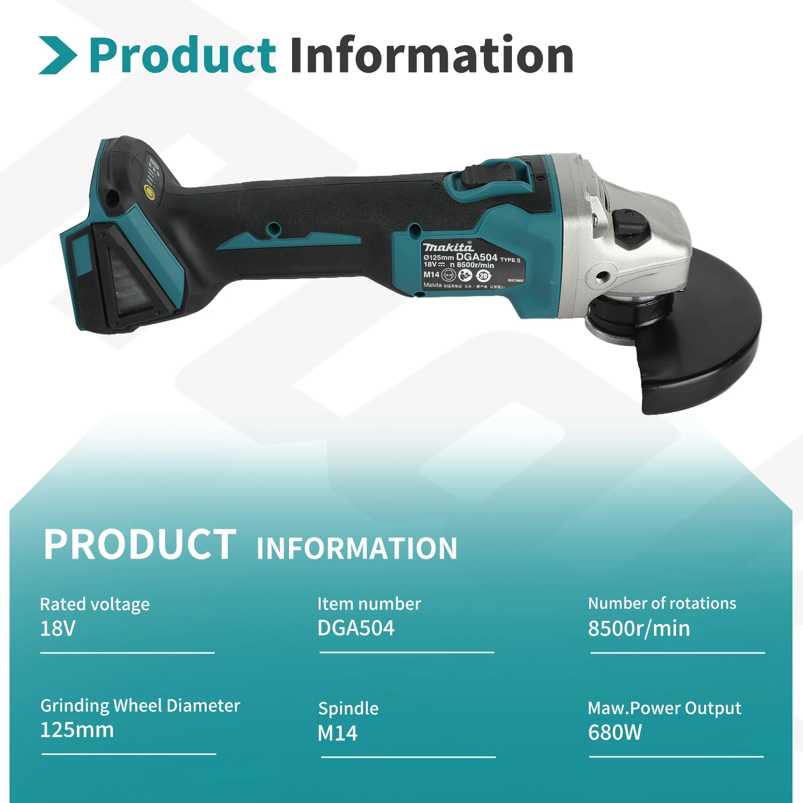ماكيتا DGA504 125 ملم جلاخة زا - مراجعة Brushless Angle Grinder Battery Powered وسعره
