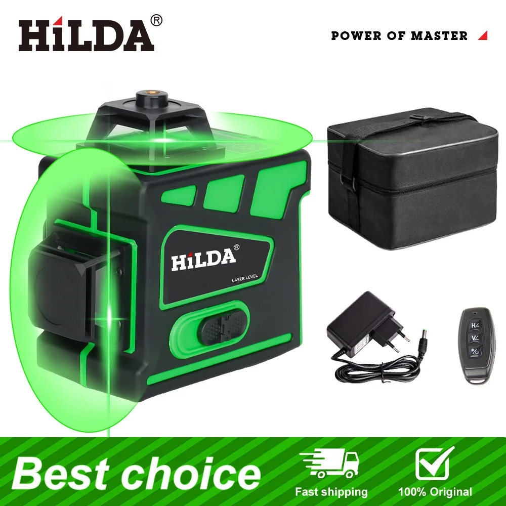 جهاز تسوية ليزر HILDA 16/12 خط - مراجعة Laser Level 16 Lines 4D Green وسعره